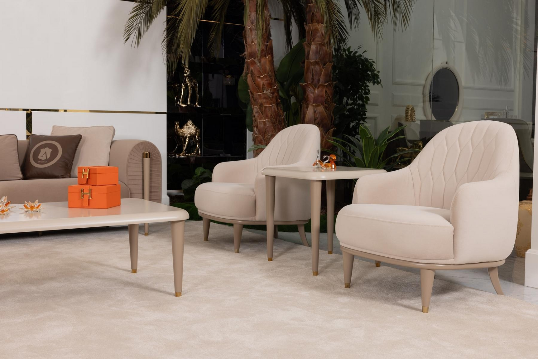 Asos Brown/Beige Living Room Set - Ornate Home