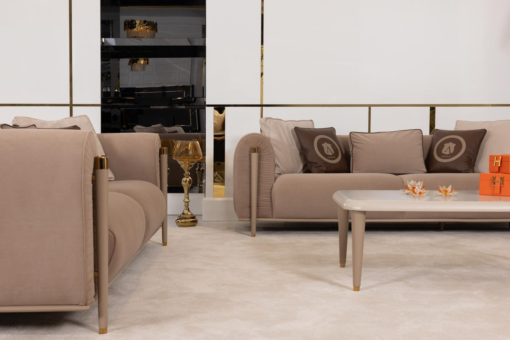 Asos Brown/Beige Living Room Set - Ornate Home
