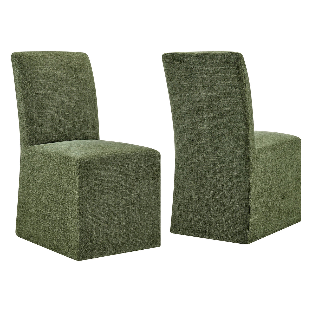 Aster Foliage Slub Weave Fabric Slipcovered Dining Chairs (Set of 2) - Ornate Home