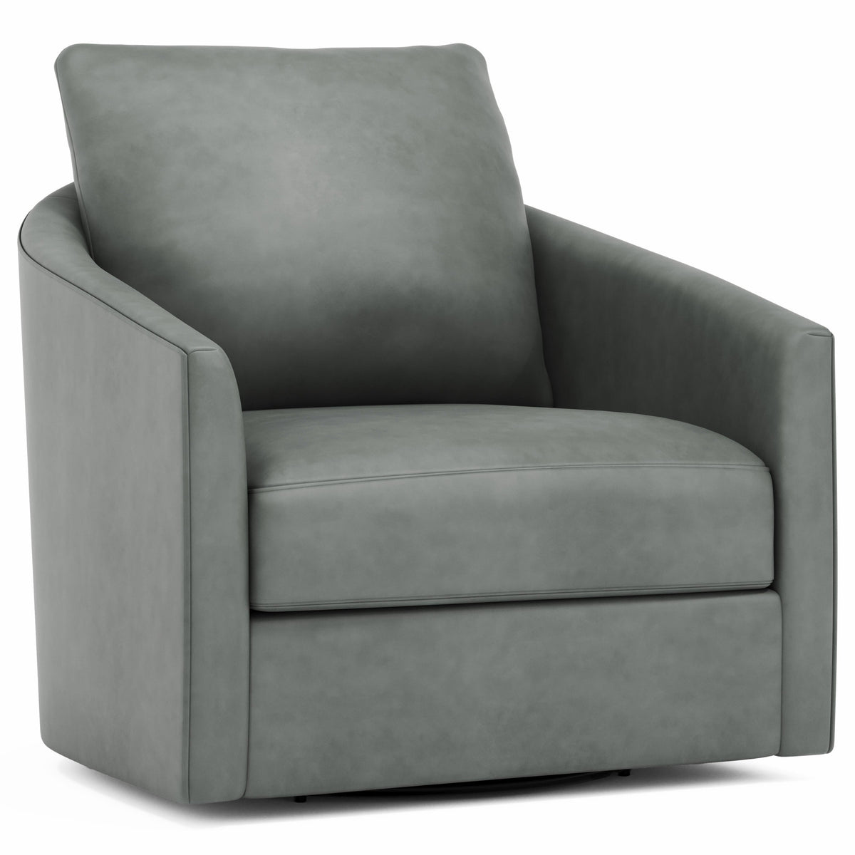 Bernhardt Astoria Grey Leather Swivel Chair | Ornate Home
