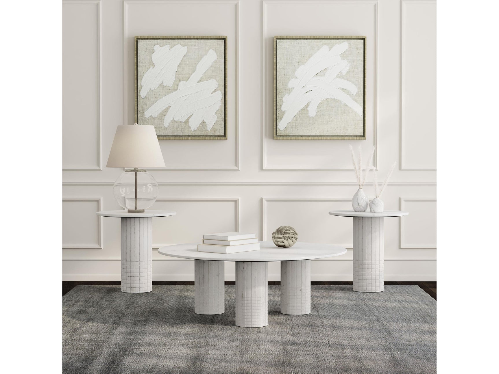Astoria White 3-piece Marble Coffee and End Table Set - Ornate Home