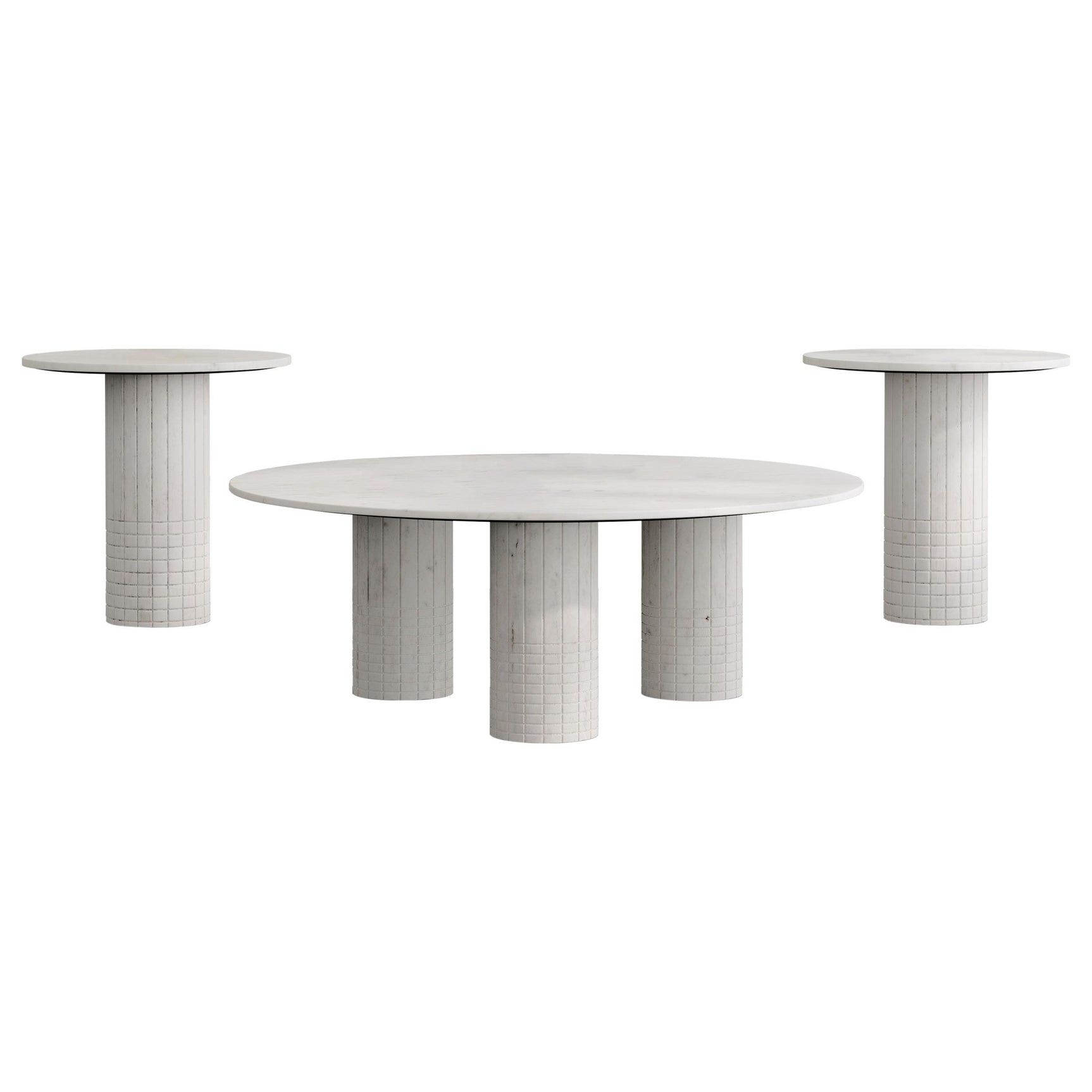 Astoria White 3-piece Marble Coffee and End Table Set - Ornate Home