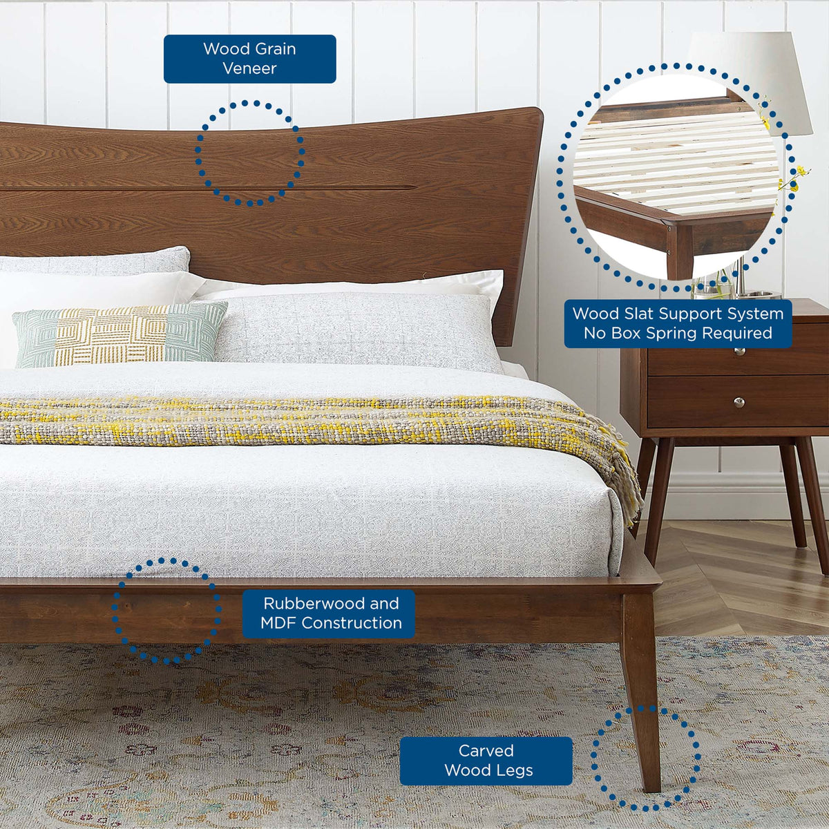 Astra Walnut Wood King Platform Bed - Ornate Home