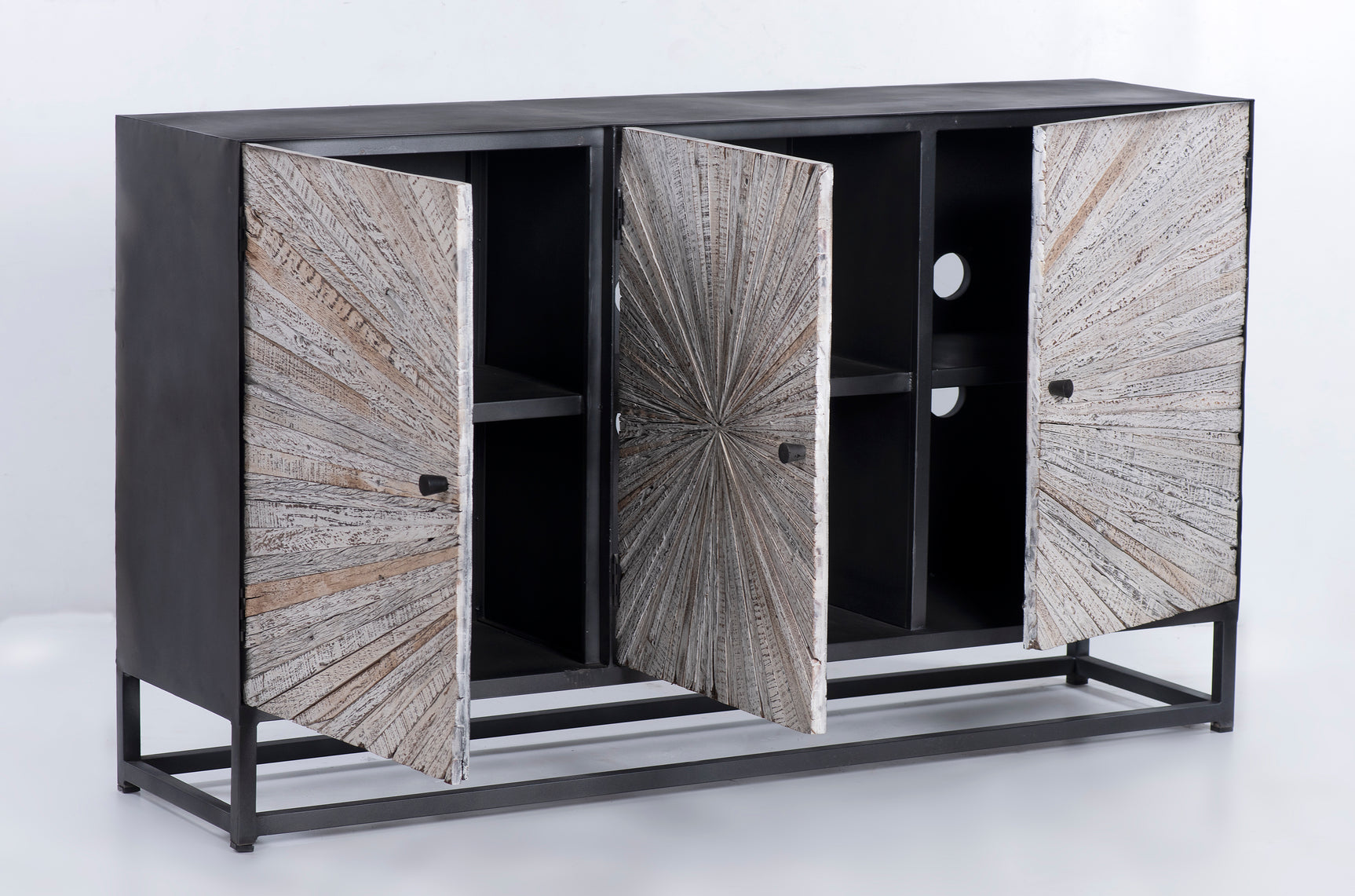 Astral Plains Reclaimed Grey 3 Door Accent Cabinet - Ornate Home