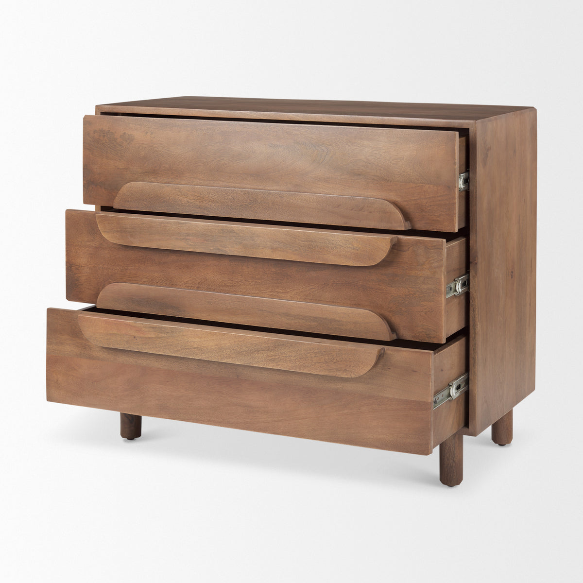 Astrid Medium Brown Solid Wood 3 Drawer Cabinet - Ornate Home