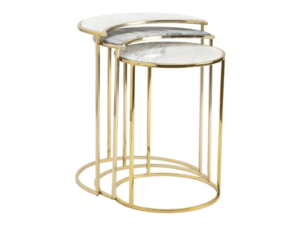 Astronomy Gold/White 3-Piece Nesting Tables - Ornate Home