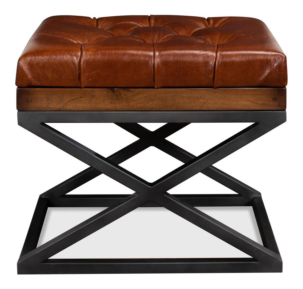 Atelier Leather Brown Leather Cushion Bench - Ornate Home
