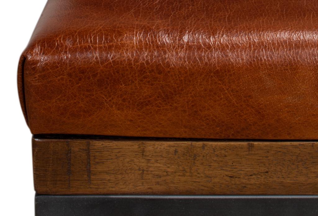 Atelier Leather Brown Leather Cushion Bench - Ornate Home