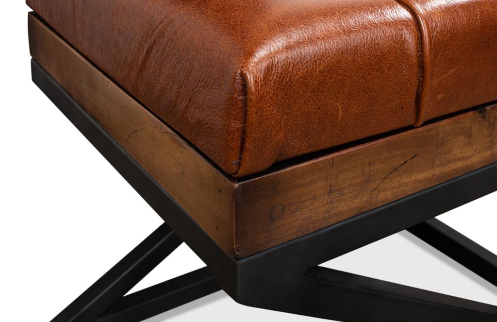 Atelier Leather Brown Leather Cushion Bench - Ornate Home