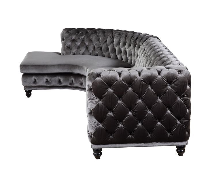 Atesis Dark Gray Velvet LAF Sectional Sofa - Ornate Home