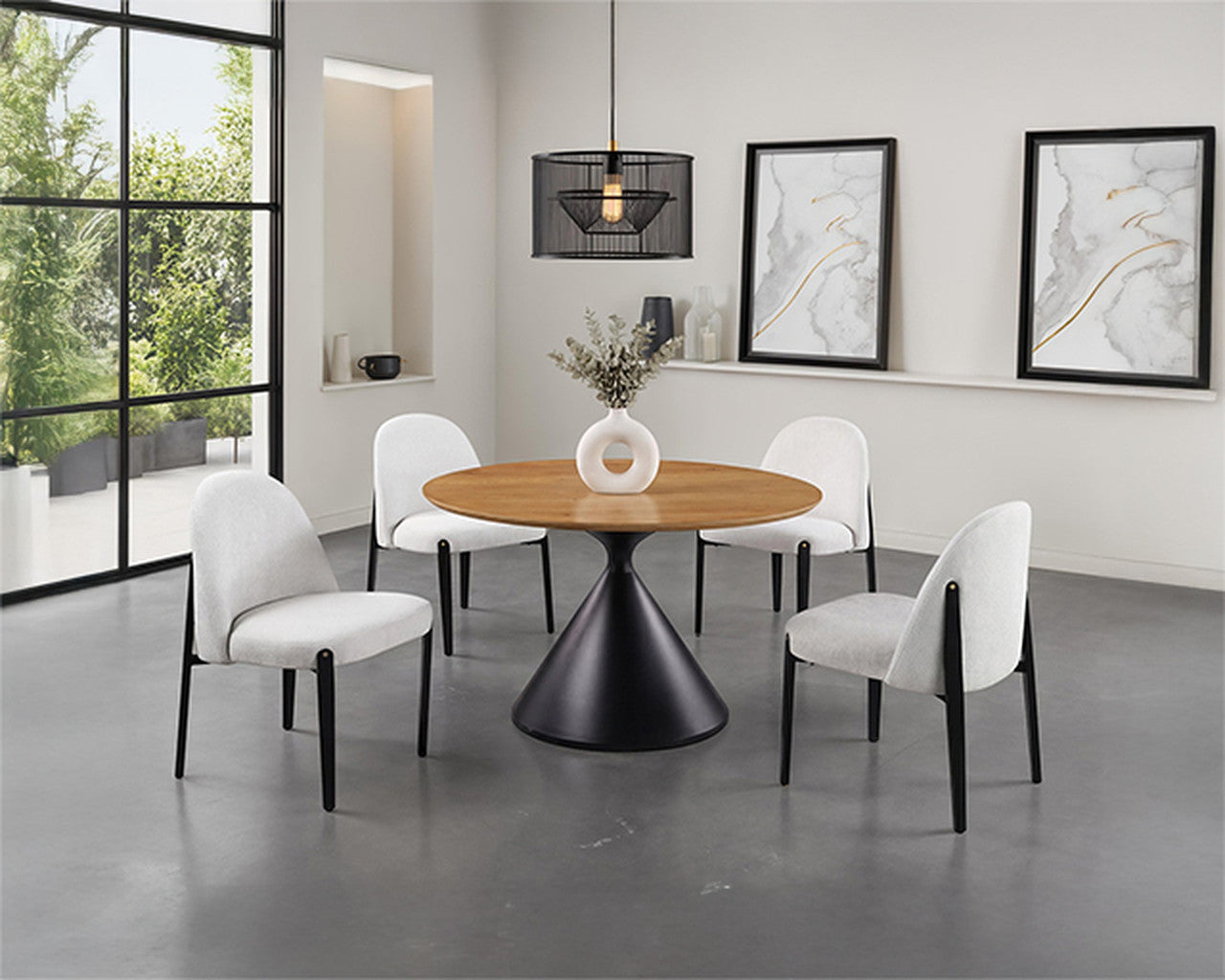 Athan Black/Oak 5 Pc. Round Dining Table Set - Ornate Home