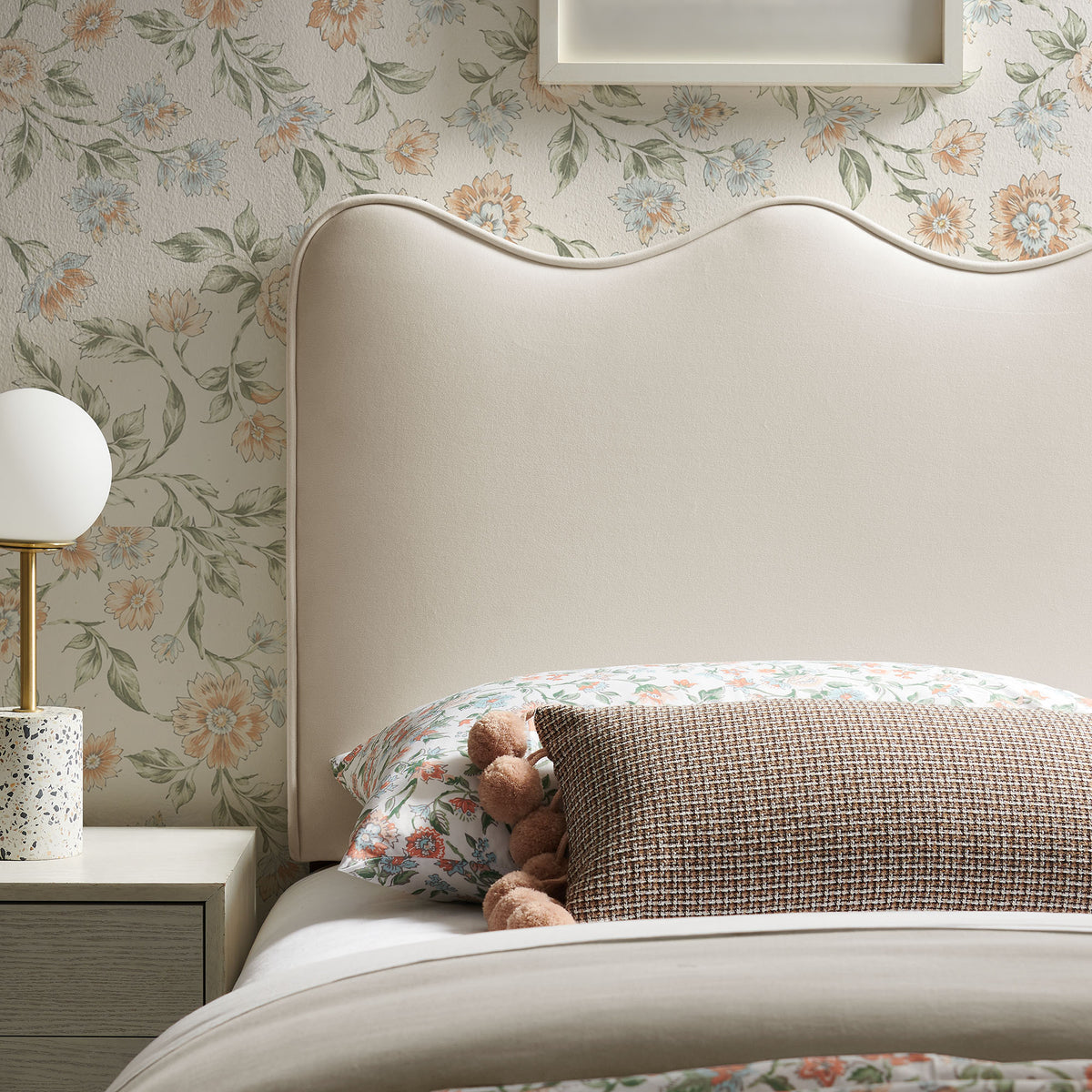 Athena Alabaster Stain-Resistant Performance Velvet Twin Size Headboard - Ornate Home