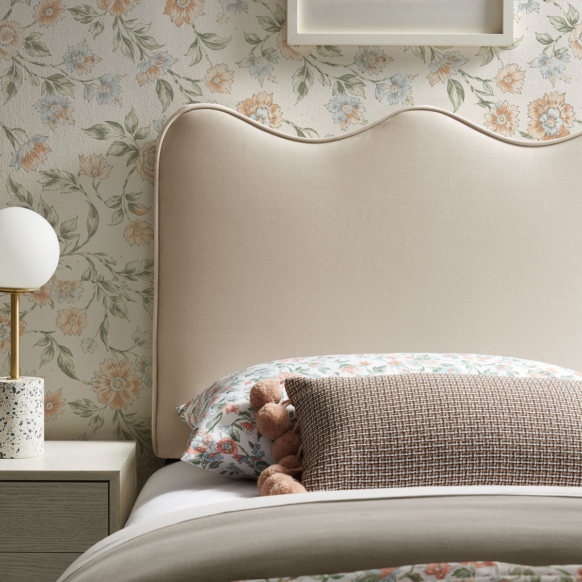 Athena Almond Stain-Resistant Performance Velvet Twin Size Headboard - Ornate Home
