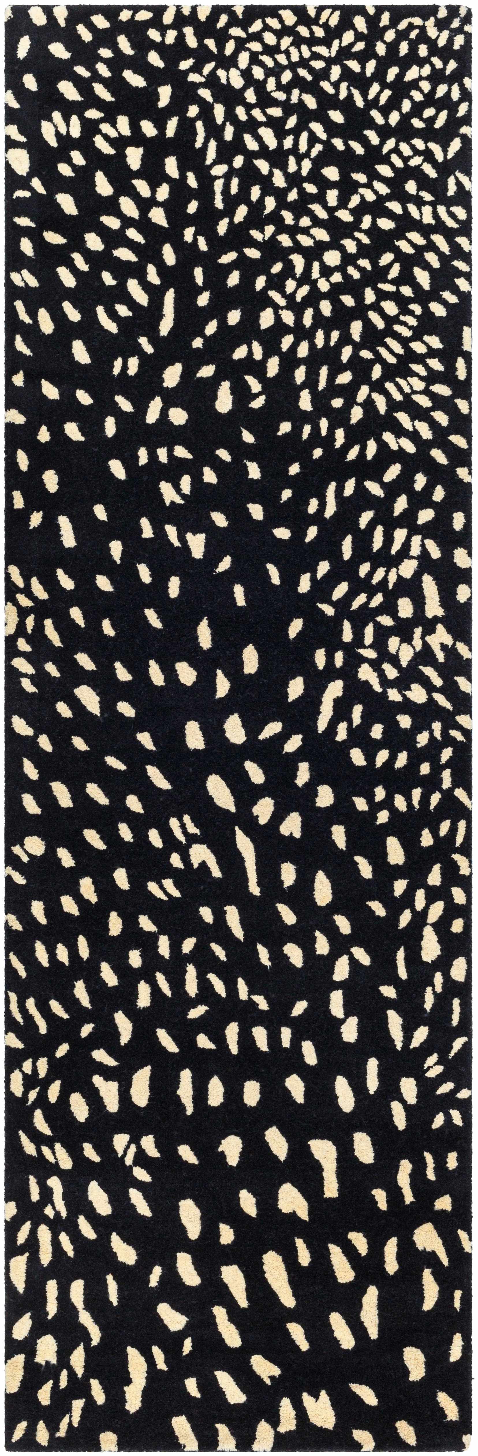 Athena Black Giraffe Print Wool Rug - Ornate Home