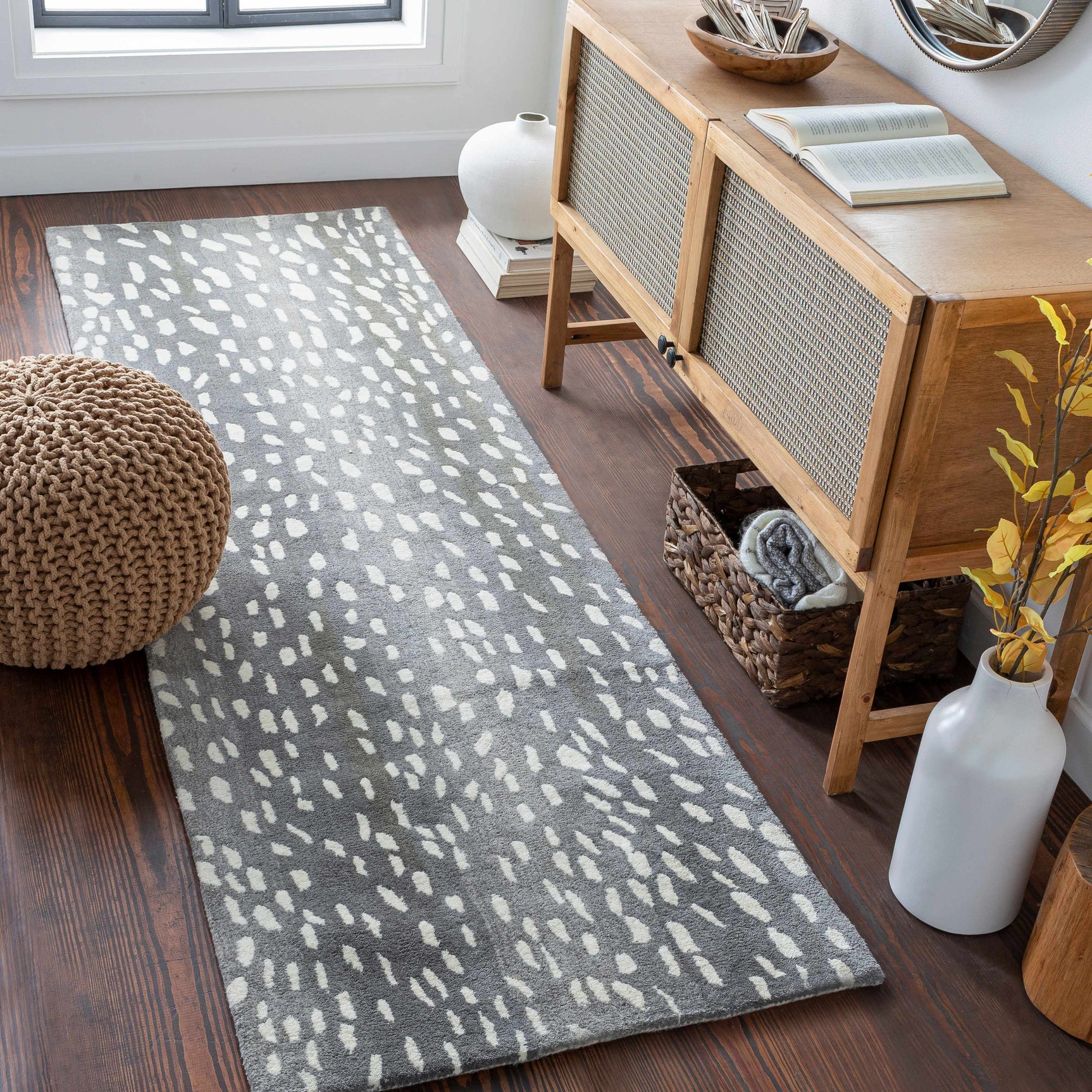 Athena Gray Giraffe Print Wool Rug - Ornate Home