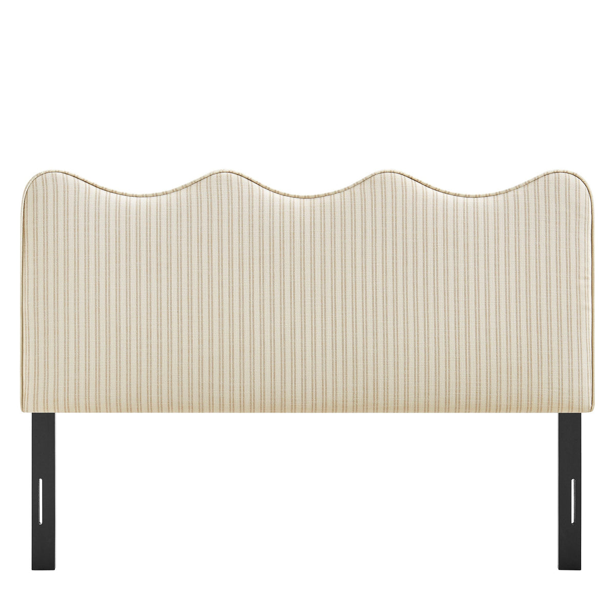 Athena Oatmeal Stripe Striped Fabric Upholstered Queen Size Headboard - Ornate Home