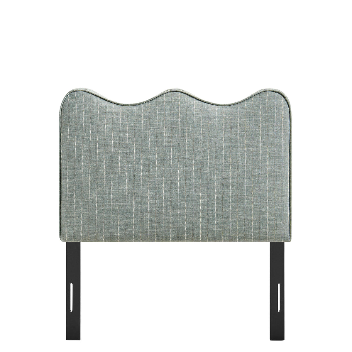 Athena Spa Blue Stripe Striped Fabric Upholstered Twin Size Headboard - Ornate Home