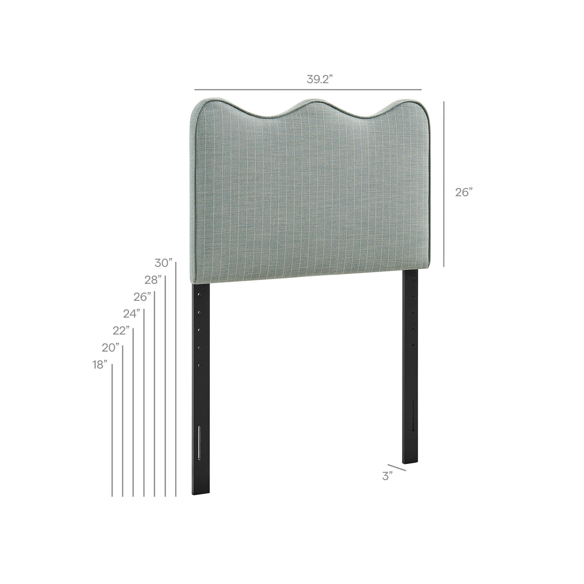 Athena Spa Blue Stripe Striped Fabric Upholstered Twin Size Headboard - Ornate Home