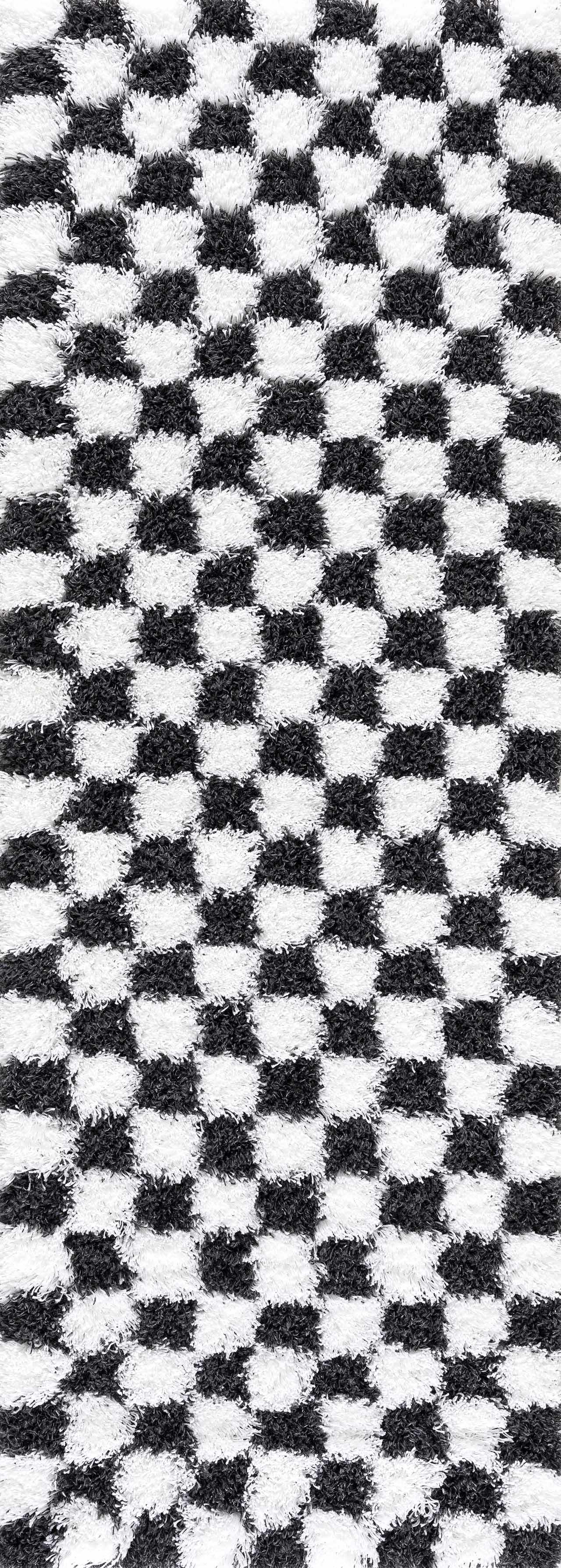 Atira Black & White Checkered Area Rug - Ornate Home