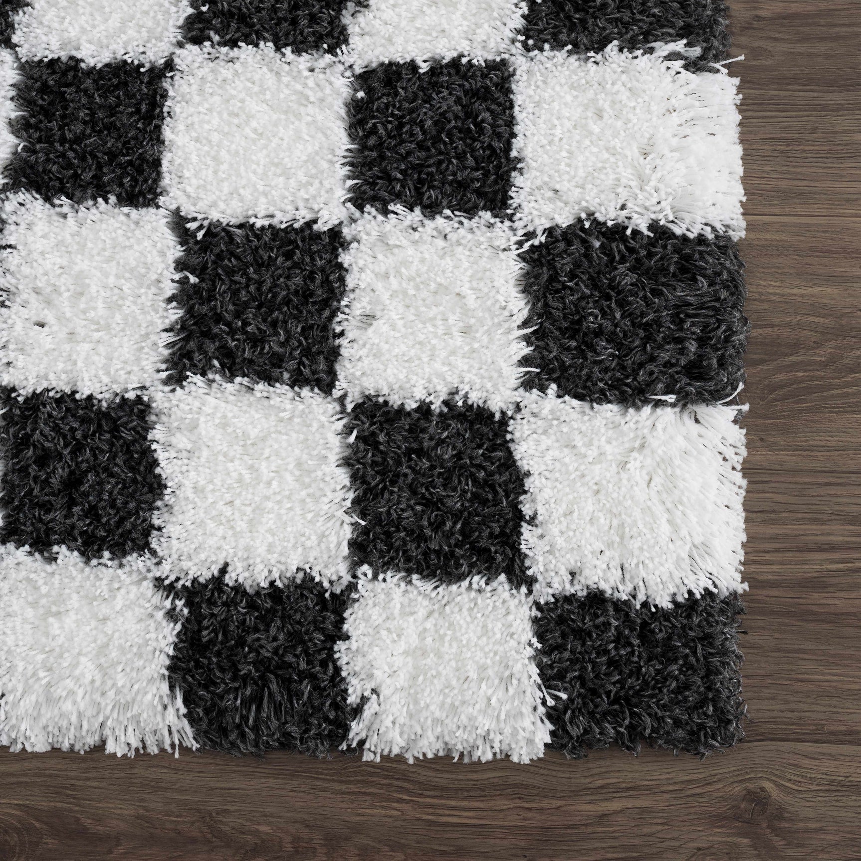 Atira Black & White Checkered Area Rug - Ornate Home