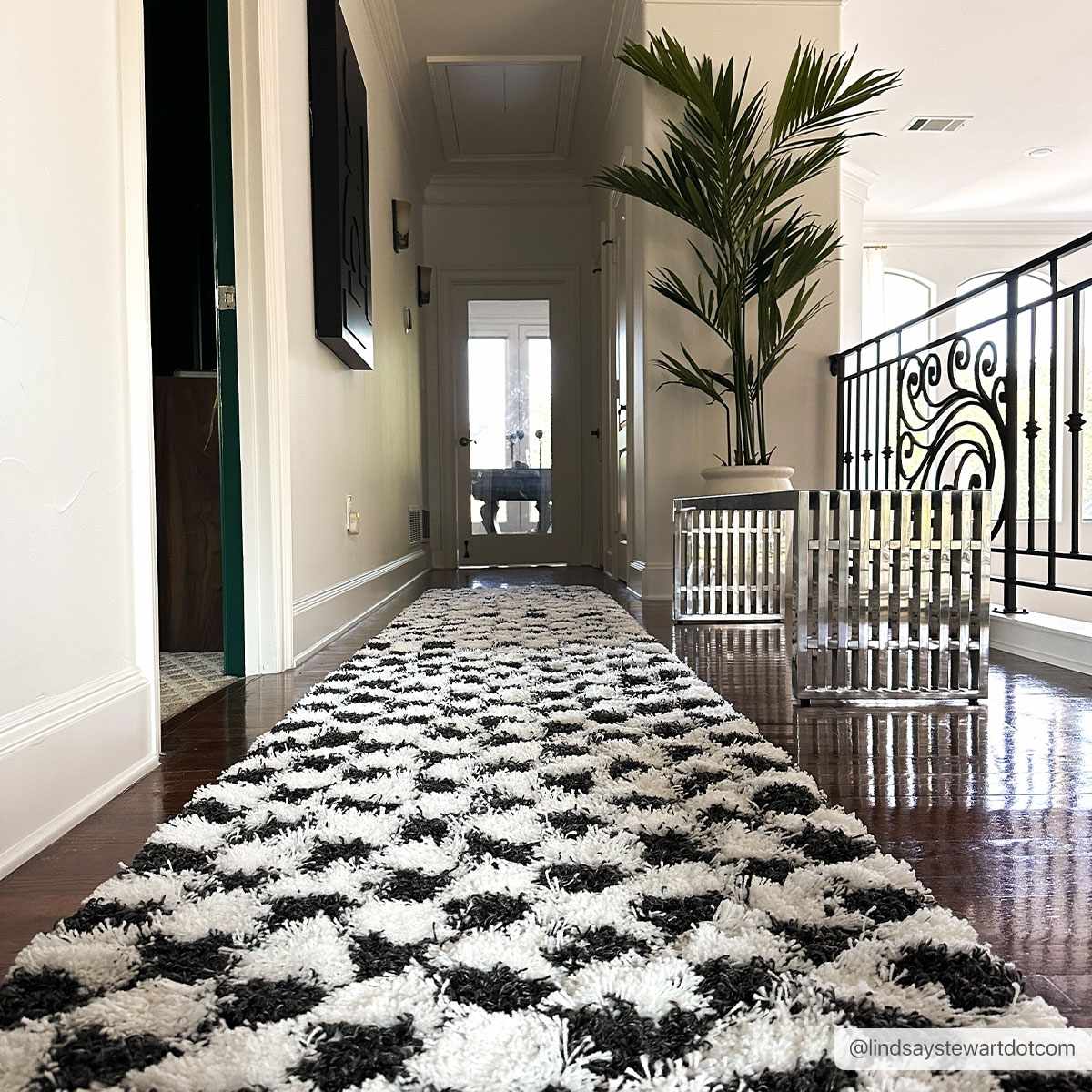 Atira Black & White Checkered Area Rug - Ornate Home
