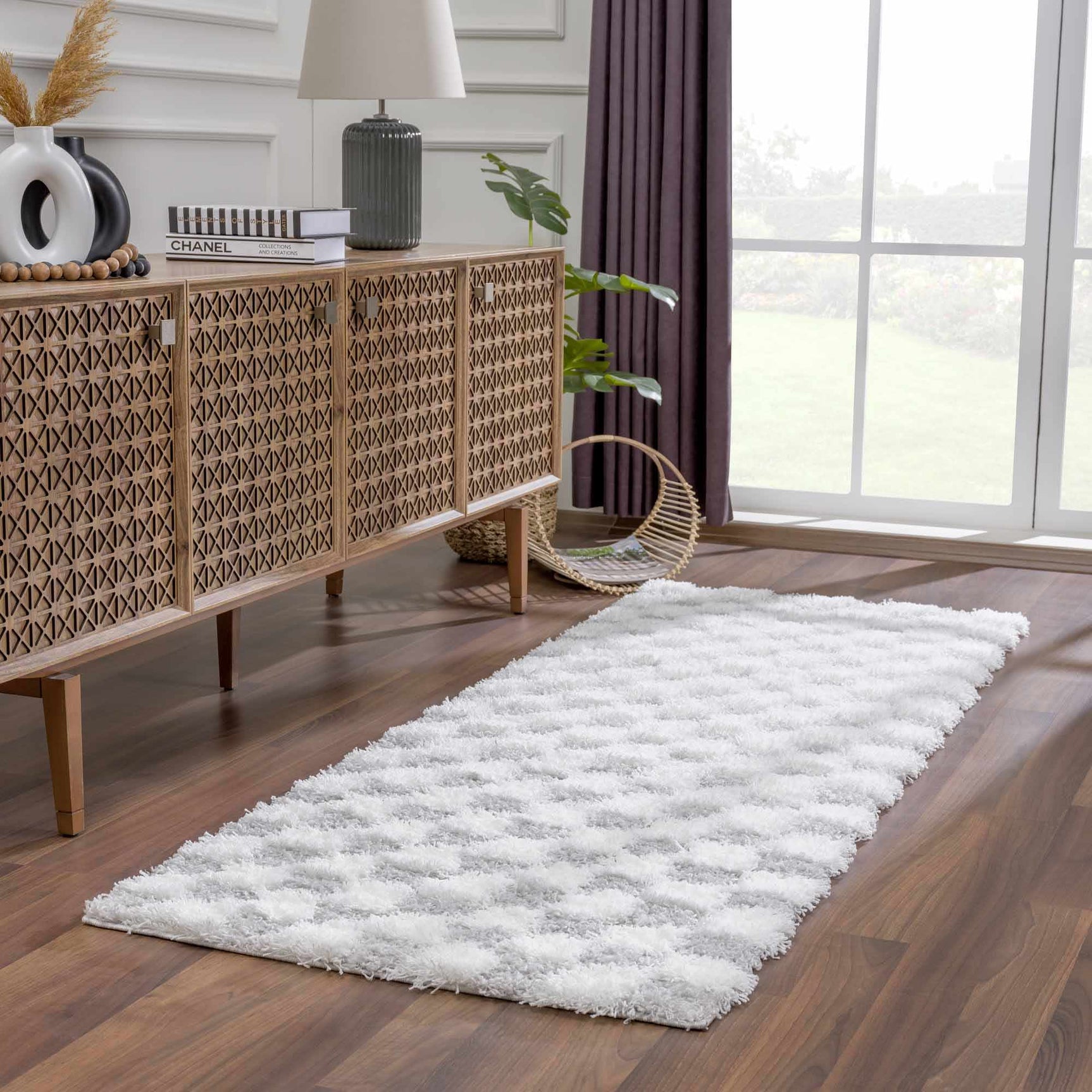 Atira Gray Checkered Area Rug - Ornate Home