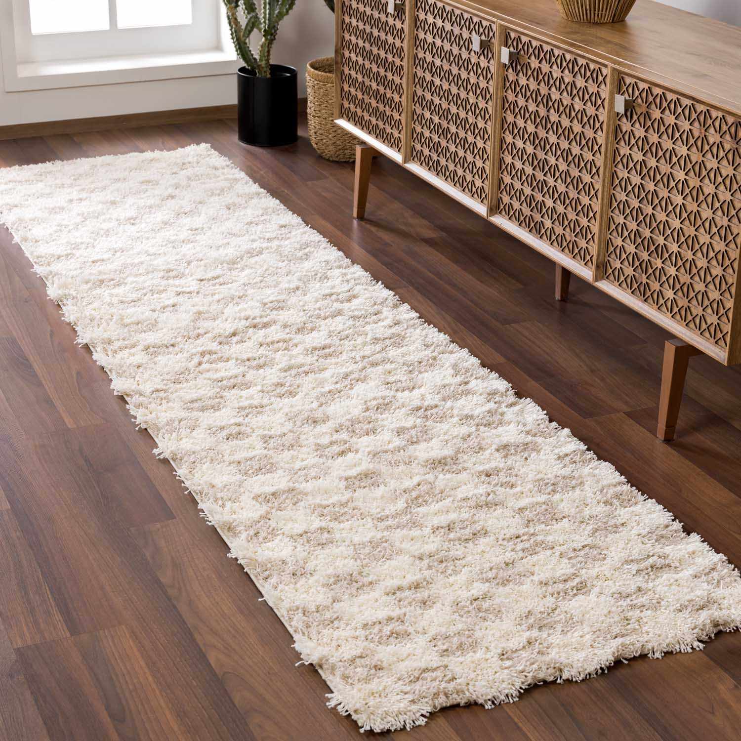Atira Light Brown Checkered Area Rug - Ornate Home