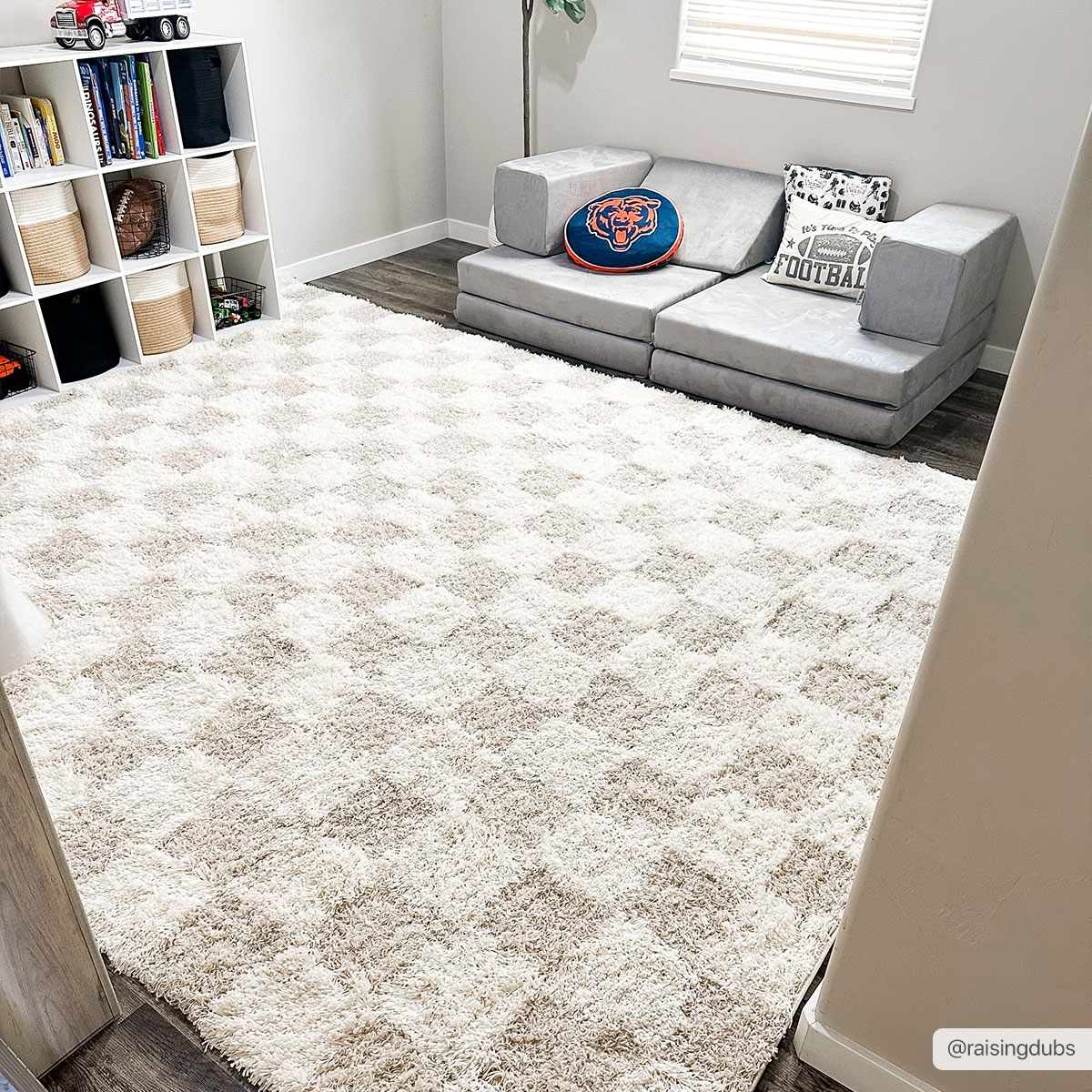 Atira Light Brown Checkered Area Rug - Ornate Home