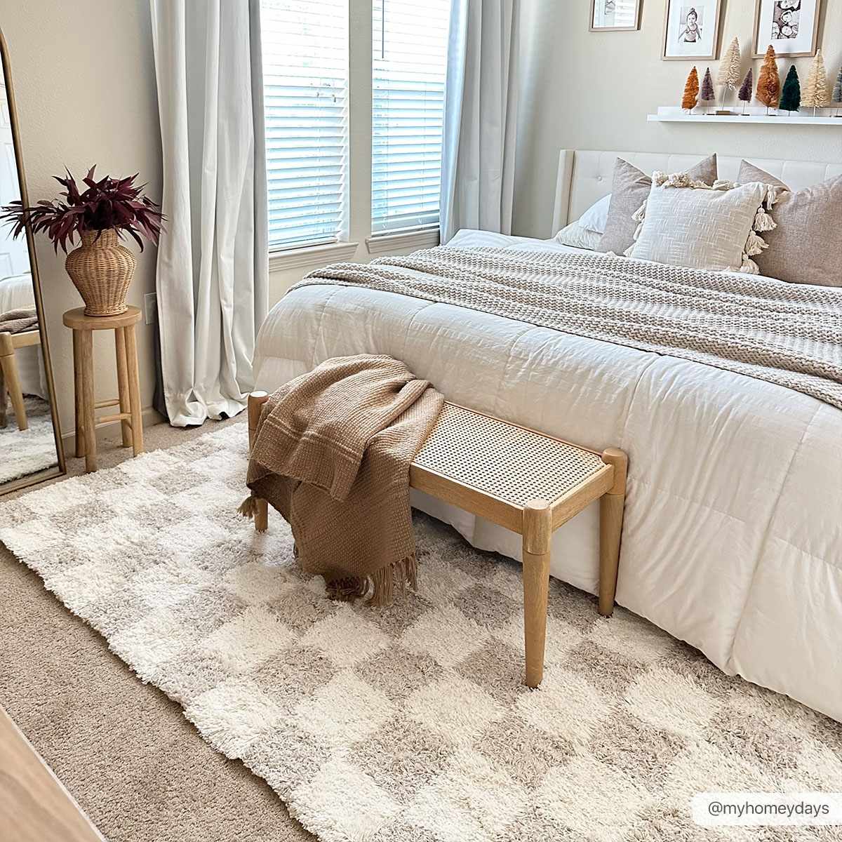 Atira Light Brown Checkered Area Rug - Ornate Home