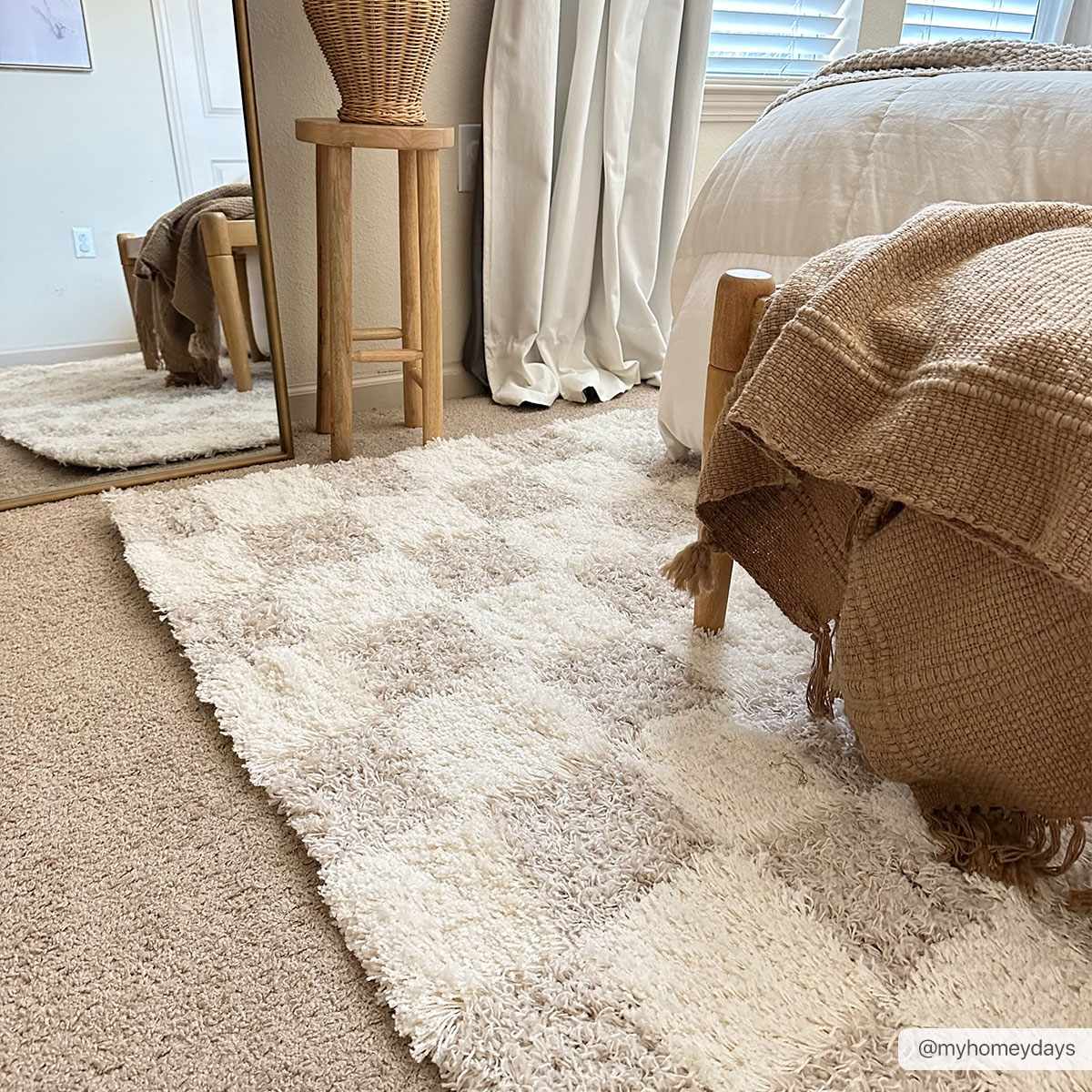 Atira Light Brown Checkered Area Rug - Ornate Home