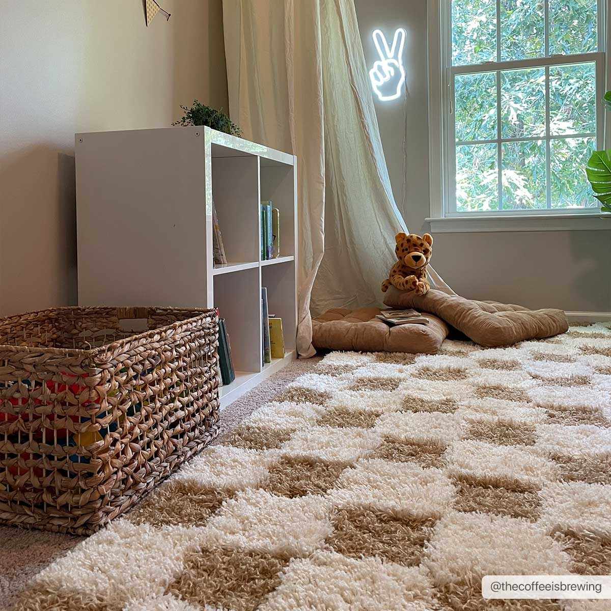 Atira Mustard Checkered Area Rug - Ornate Home