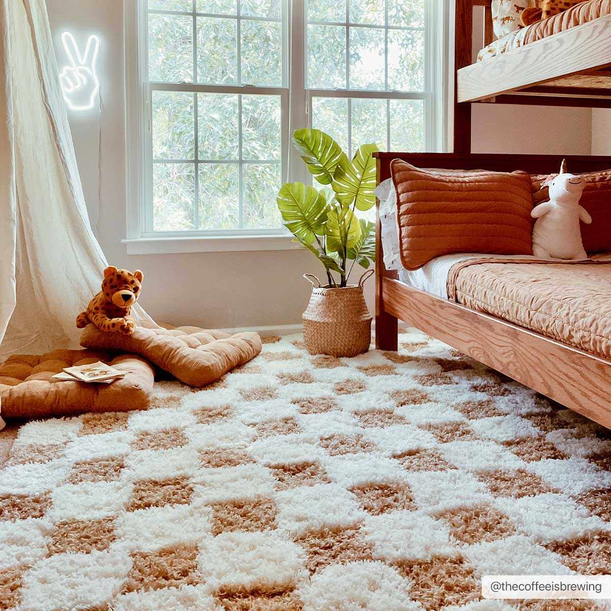 Atira Mustard Checkered Area Rug - Ornate Home