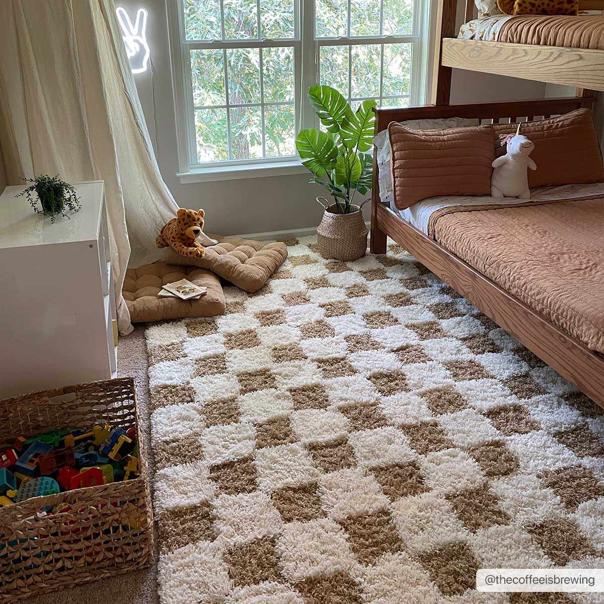 Atira Mustard Checkered Area Rug - Ornate Home