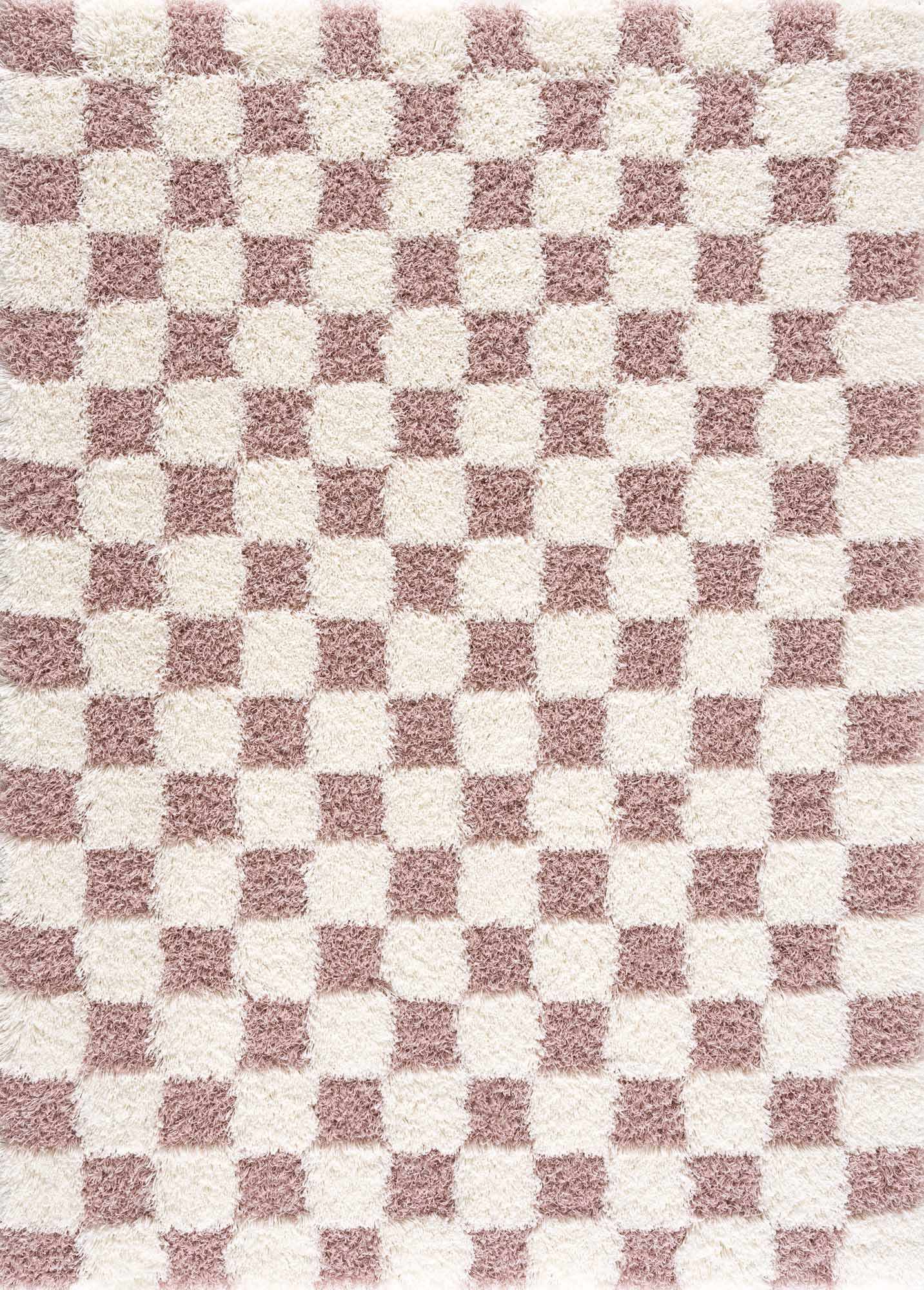 Atira Pink Checkered Shag Rug - Ornate Home