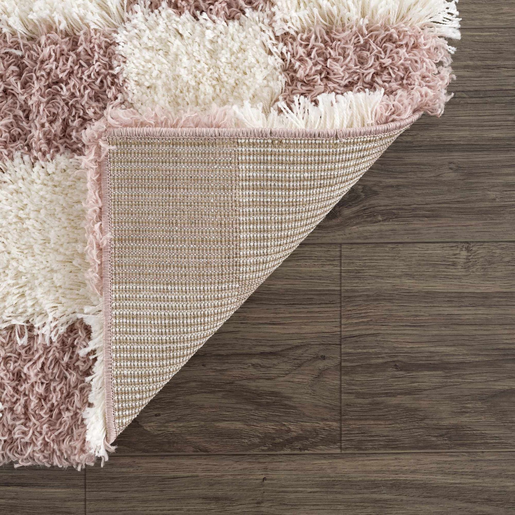 Atira Pink Checkered Shag Rug - Ornate Home