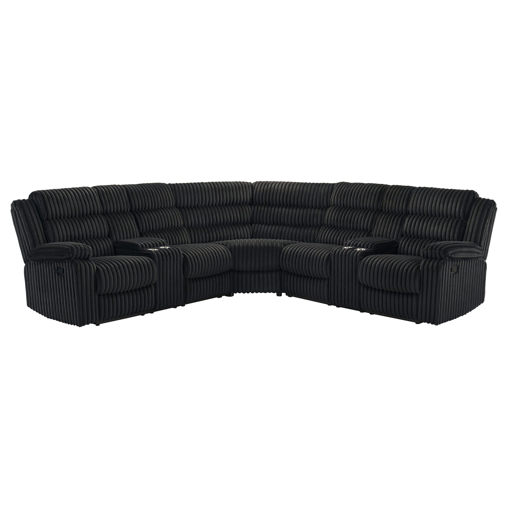 Atkinson Black Upholstered Reclining Sectional Sofa - Ornate Home