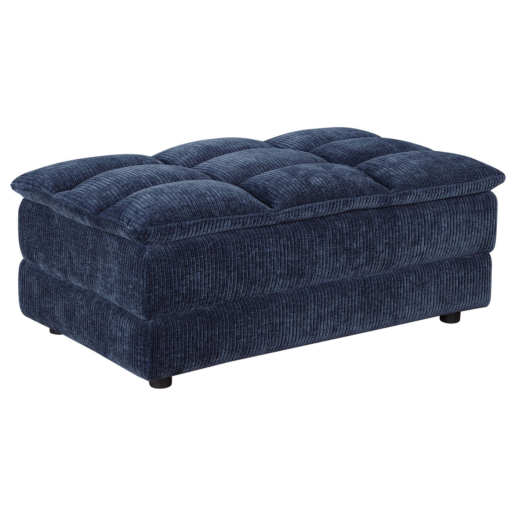 Atlantic Blue Corduroy Upholstered Rectangular Ottoman - Ornate Home