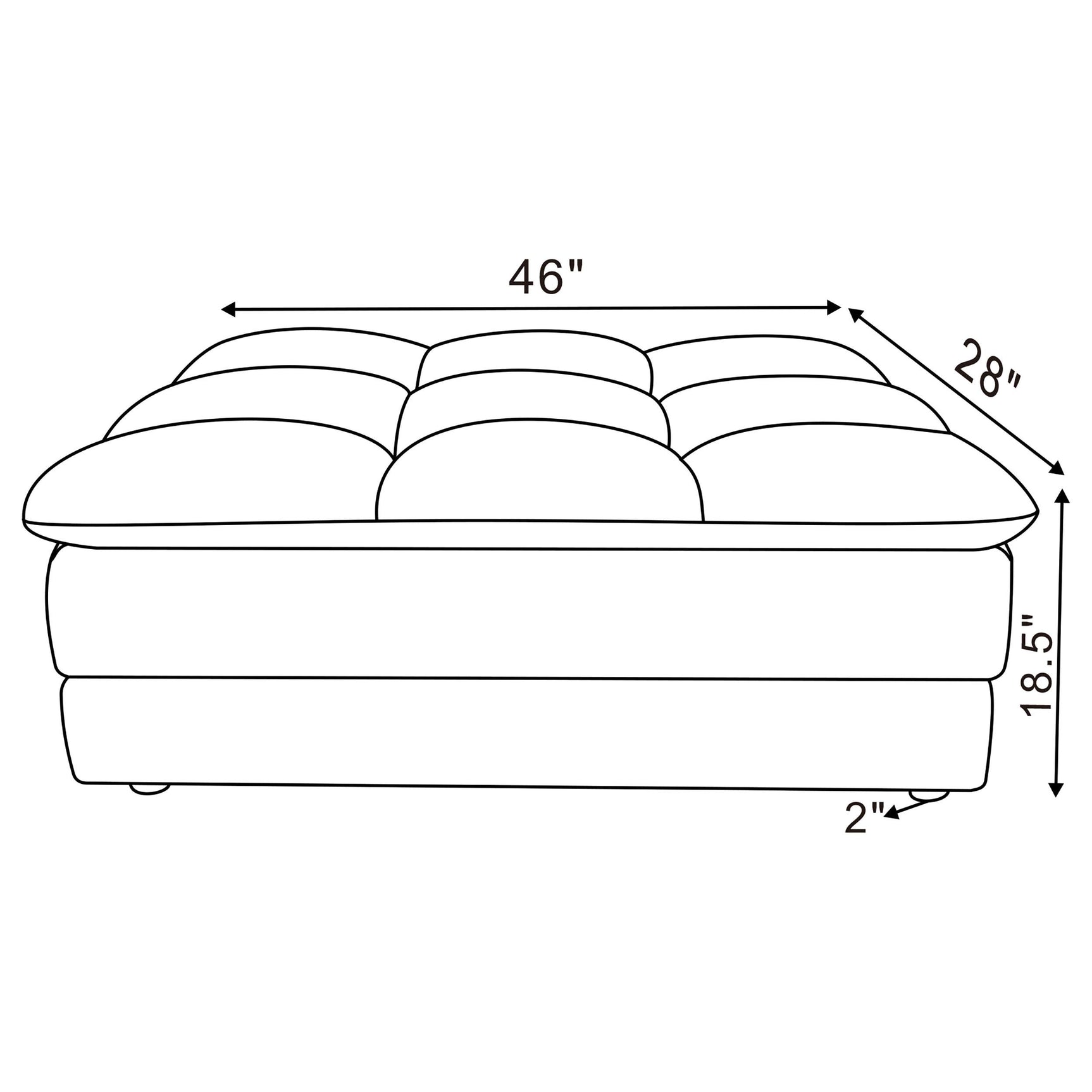 Atlantic Blue Corduroy Upholstered Rectangular Ottoman - Ornate Home