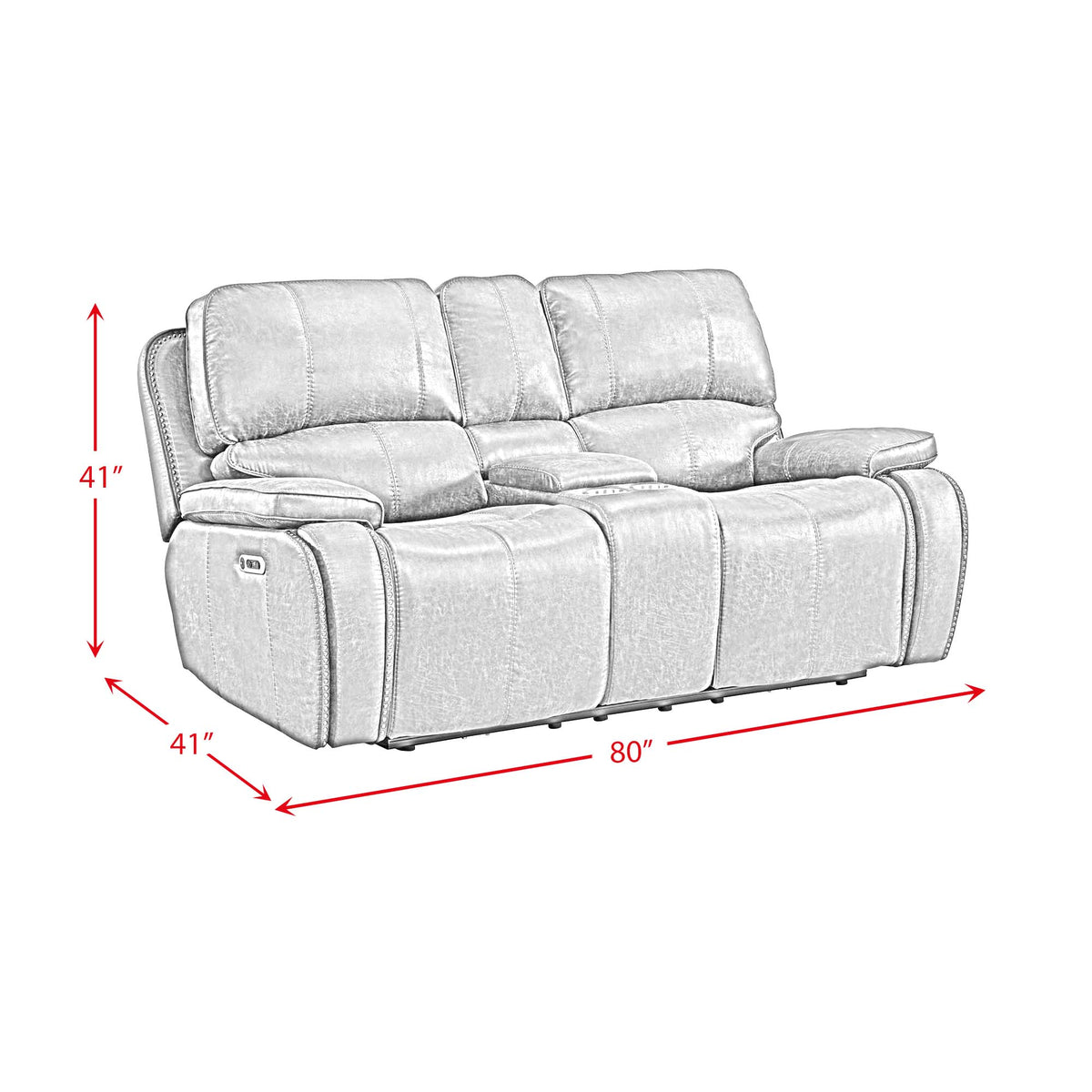 Atlantis Heritage Brown Power Motion Loveseat with Power Motion Head Recliner & Console - Ornate Home