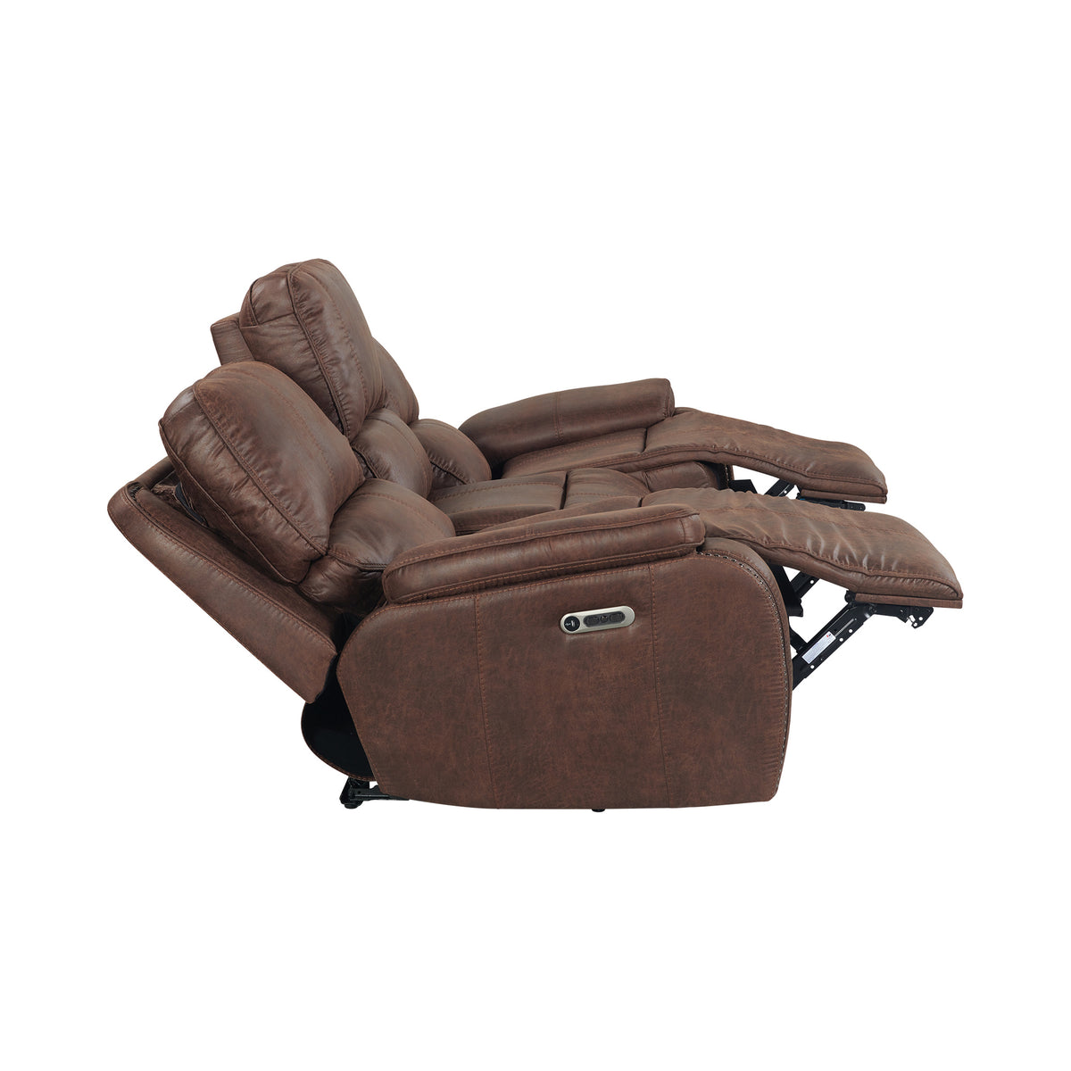 Atlantis Heritage Brown Power Motion Sofa with Power Motion Head Recliner - Ornate Home