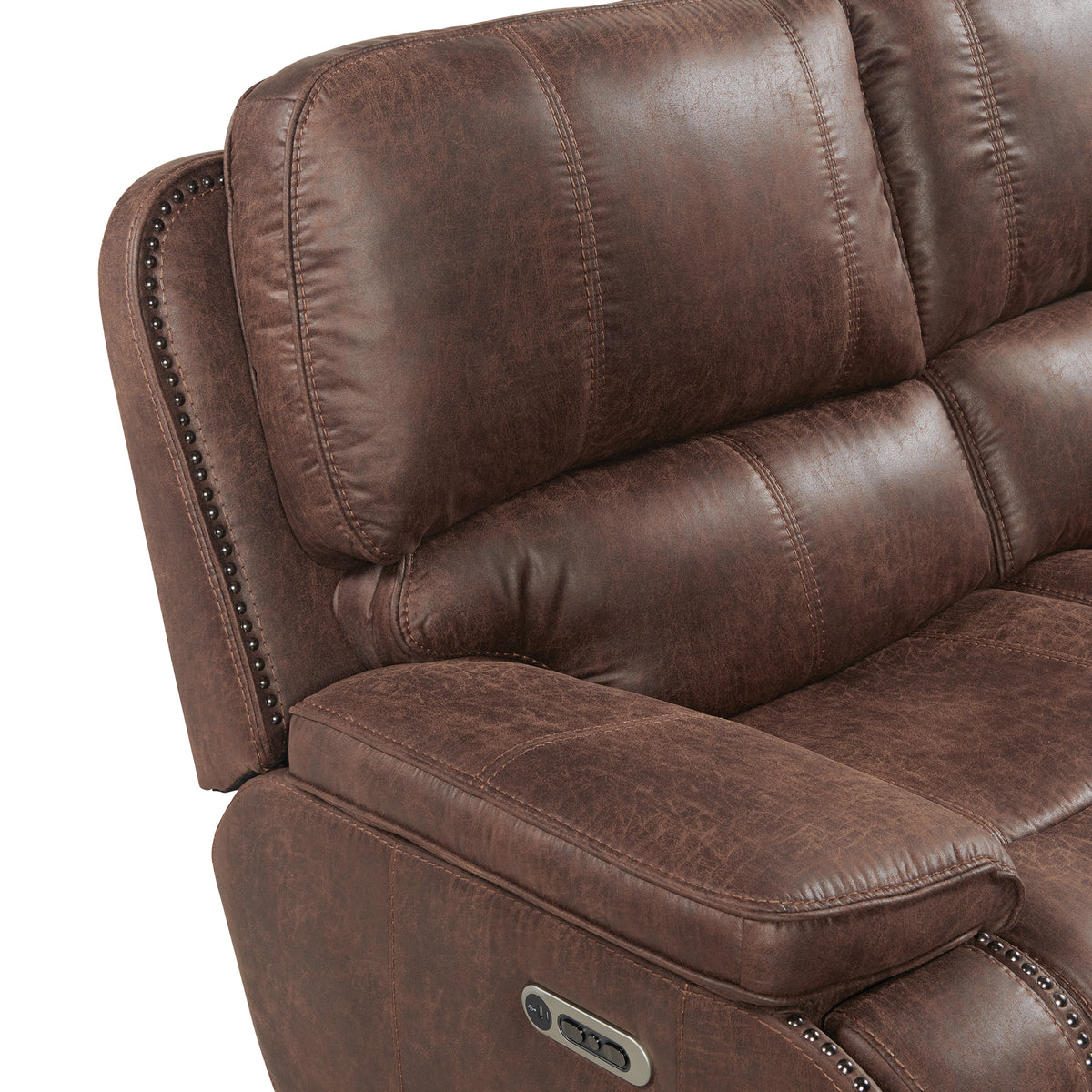 Atlantis Heritage Brown Power Motion Sofa with Power Motion Head Recliner - Ornate Home