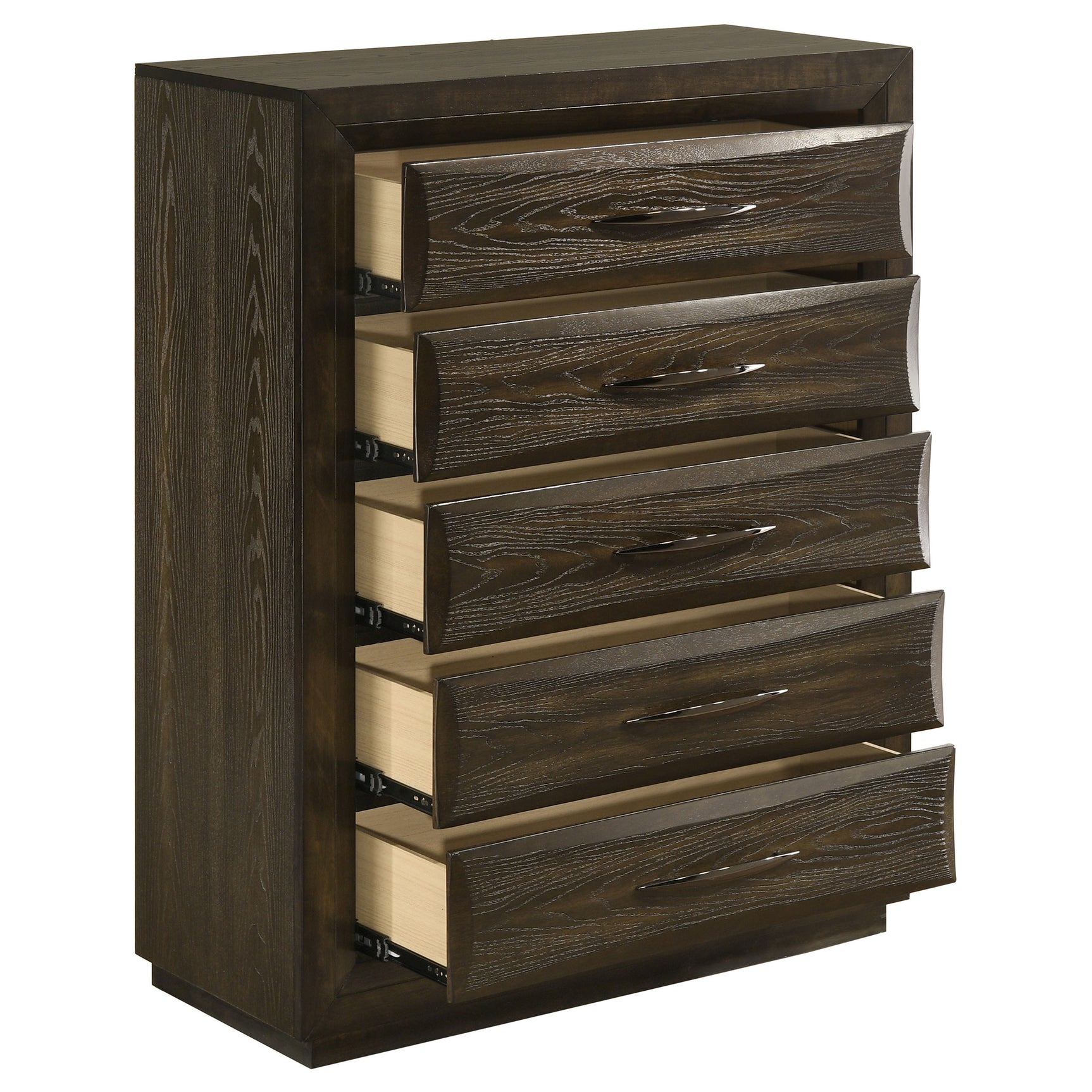 Atlas Dark Oak 5-drawer Bedroom Chest of Drawers - Ornate Home