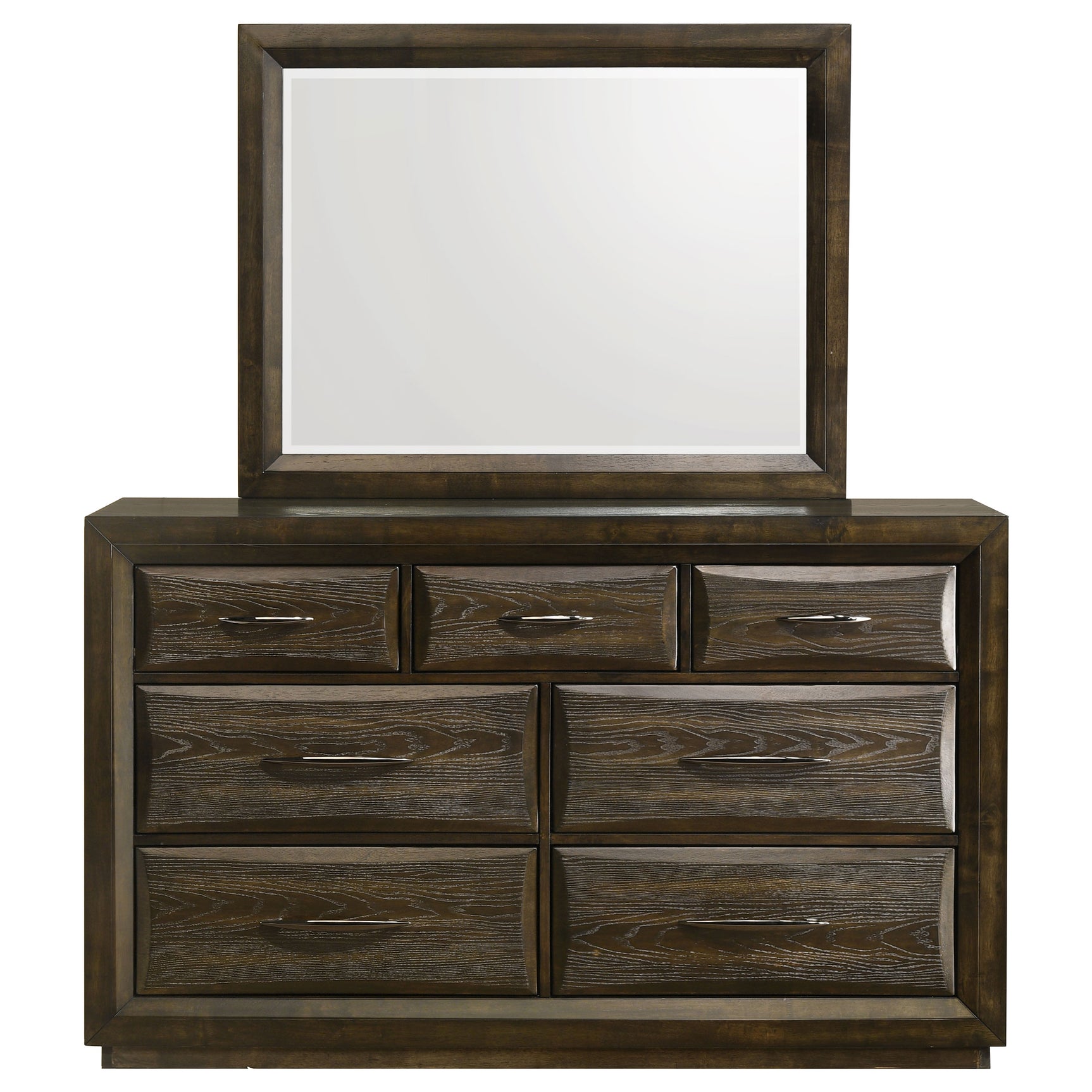 Atlas Dark Oak 7-drawer Bedroom Dresser and Mirror Set - Ornate Home