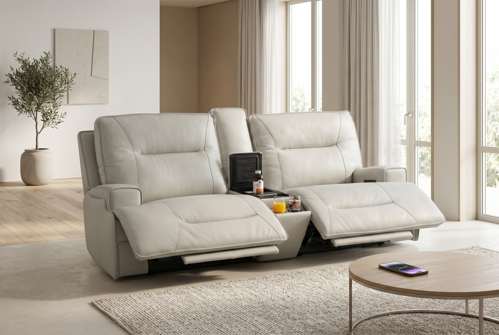 Atlas Fog Zero Gravity Power Reclining Sofa w/ Fridge - Ornate Home