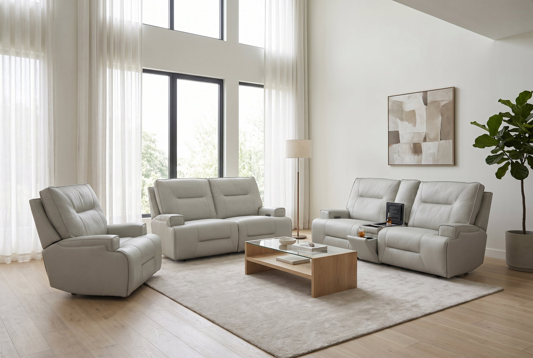 Atlas Fog 3-Piece Power Reclining Living Room Set - Ornate Home