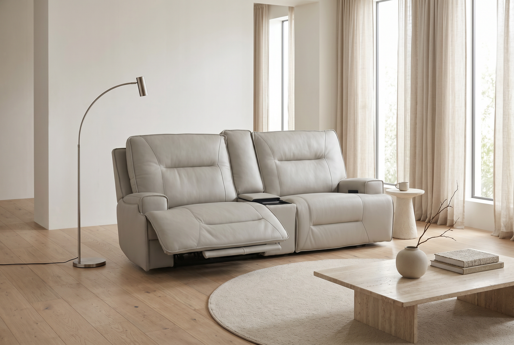 Atlas Fog Zero Gravity Power Reclining Sofa w/ Fridge - Ornate Home