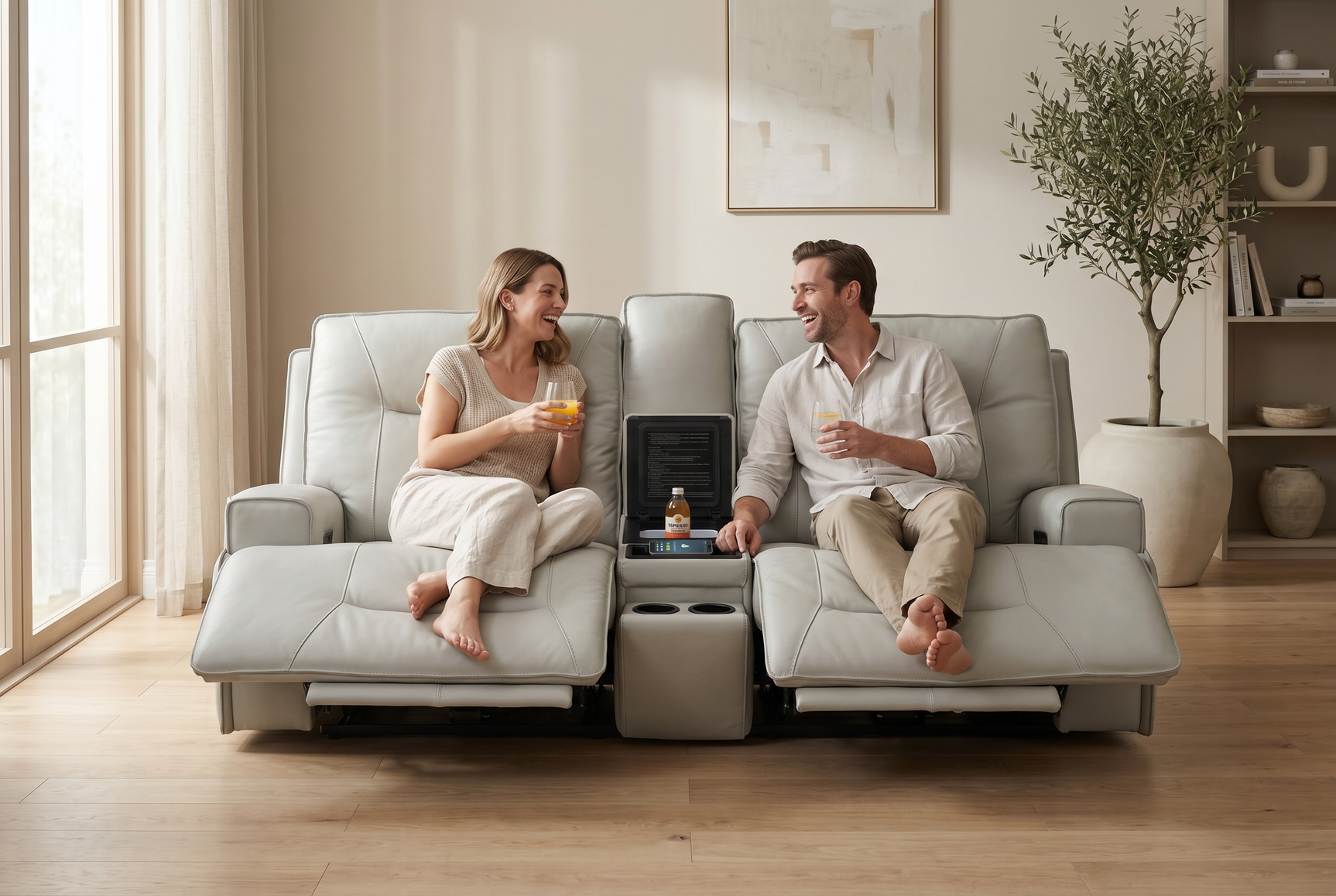 Atlas Fog Zero Gravity Power Reclining Sofa w/ Fridge - Ornate Home