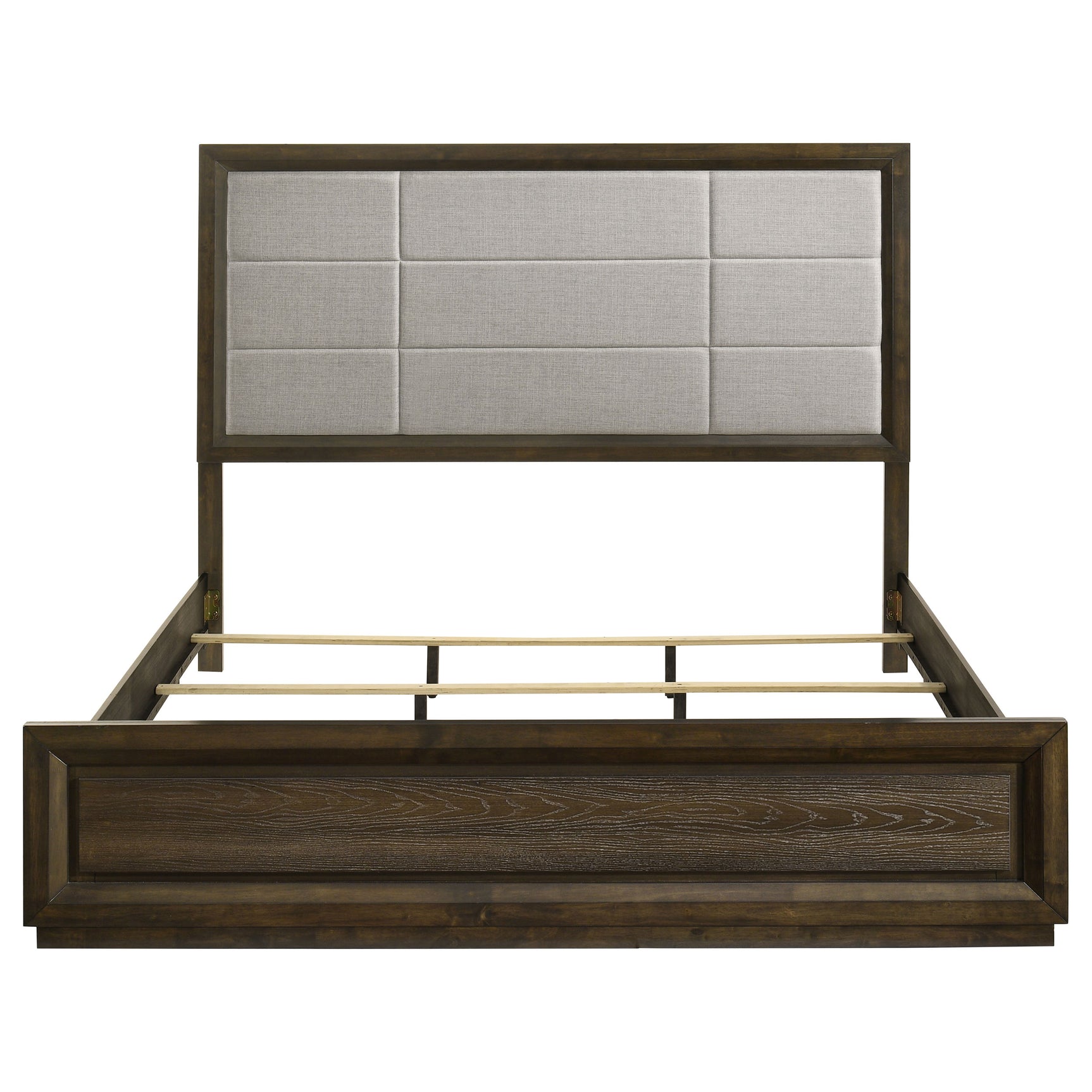 Atlas Grey/Dark Oak 63-inch California King Upholstered Panel Bed - Ornate Home