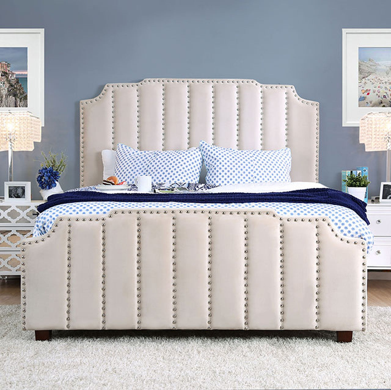 Atria Beige Queen Bed - Ornate Home