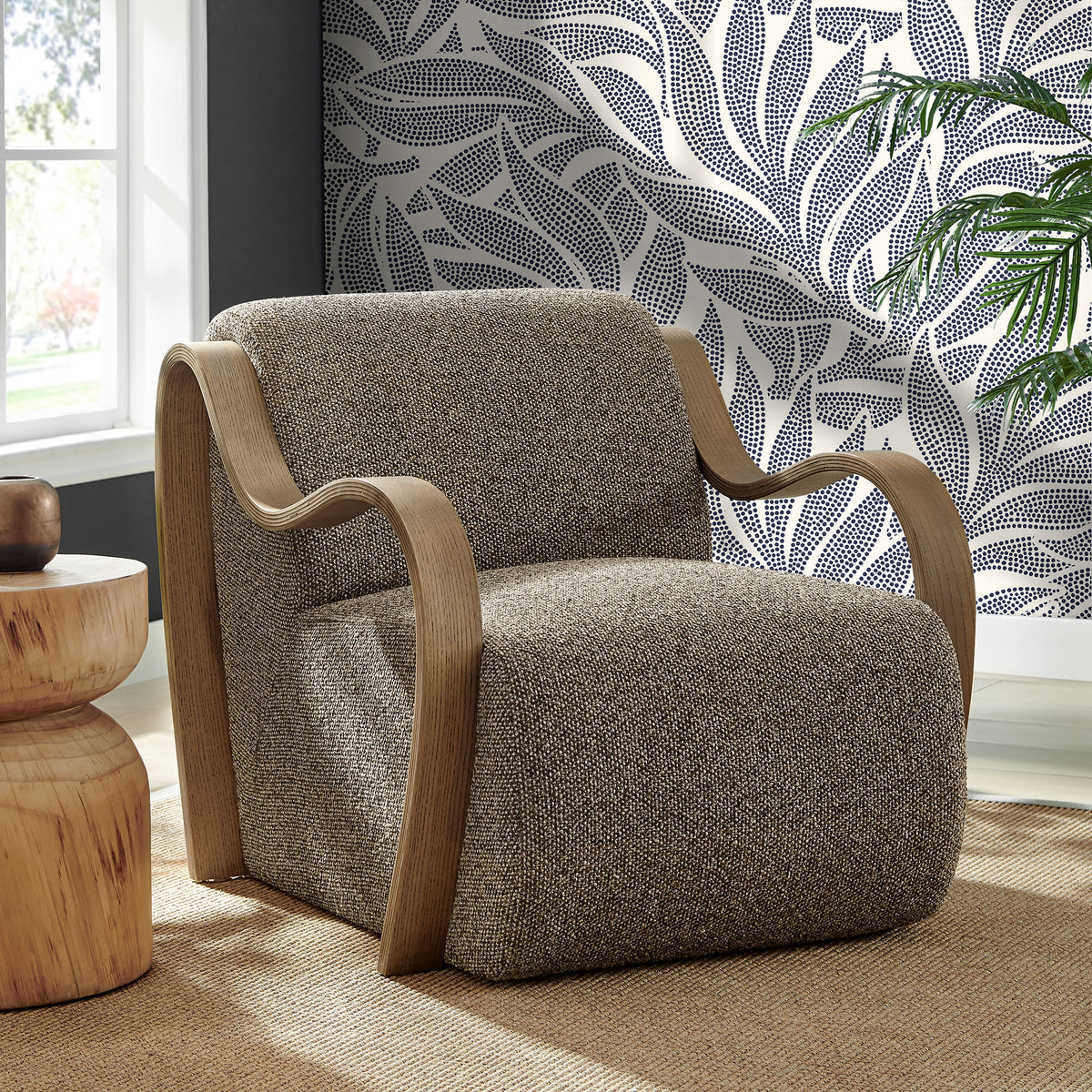 Atrium Earth Lattice Boucle Accent Armchair - Ornate Home